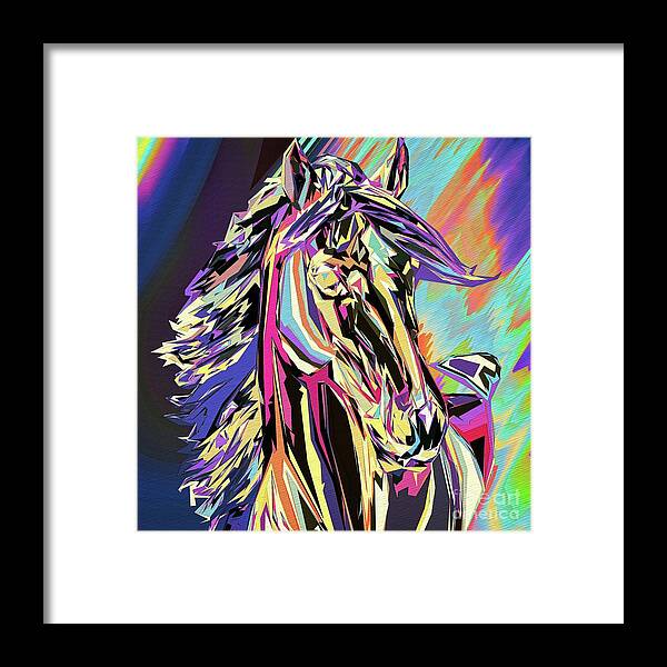 Horse Framed Print featuring the digital art Horse Portrait - Abstract Artwork 9 #2 by Philip Preston
