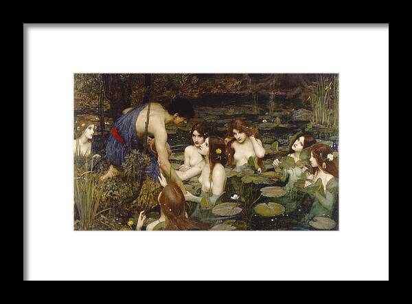 Pre-raphaelite Framed Print featuring the painting Hylas and the Nymphs, from 1896 by John William Waterhouse