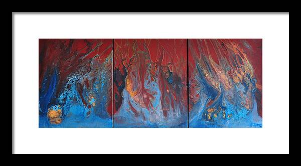 Eruption Framed Print featuring the painting Inferno series by Preethi Mathialagan