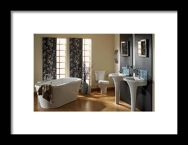 Toothbrush Framed Print featuring the photograph Interior of luxurious bathroom #1 by Stocknroll