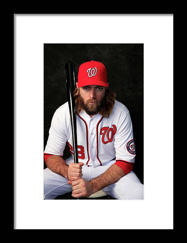 Media Day Framed Print featuring the photograph Jayson Werth by Rob Carr