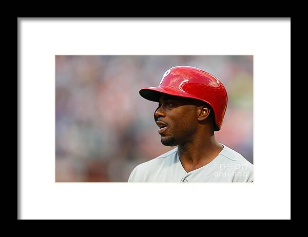 American League Baseball Framed Print featuring the photograph Jimmy Rollins by Mike Stobe
