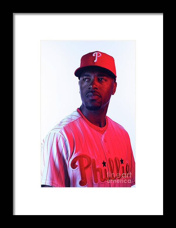 Media Day Framed Print featuring the photograph Jimmy Rollins by Nick Laham