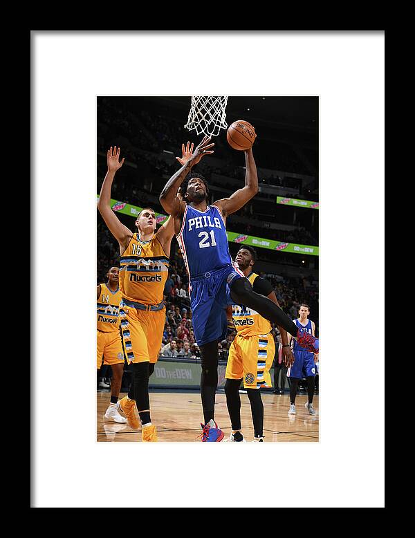 Nba Pro Basketball Framed Print featuring the photograph Joel Embiid by Garrett Ellwood