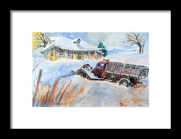 Winter Framed Print featuring the painting Joe's Old Stakebed #1 by Jackson Ordean
