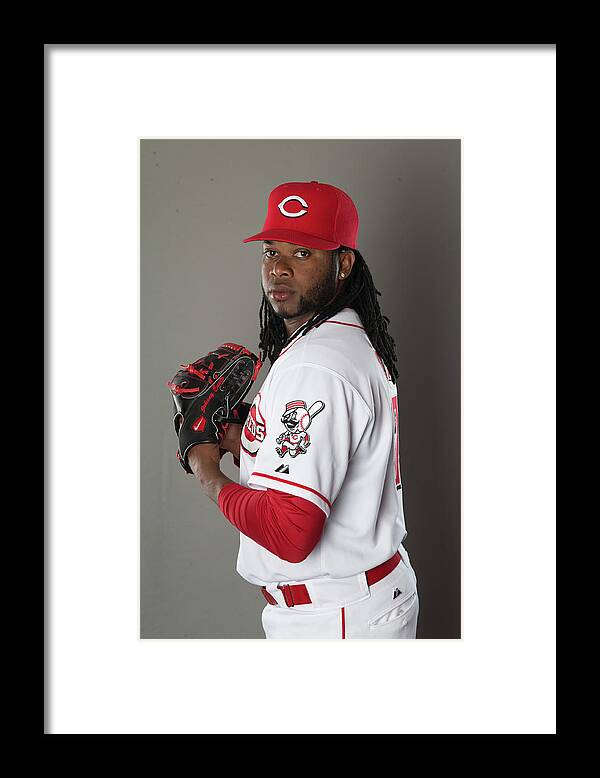 American League Baseball Framed Print featuring the photograph Johnny Cueto by Mike Mcginnis