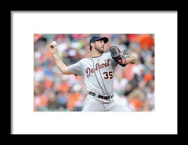 American League Baseball Framed Print featuring the photograph Justin Verlander by Greg Fiume