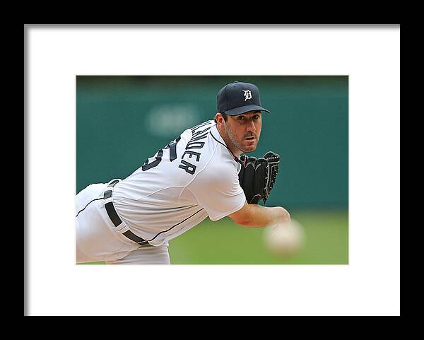 American League Baseball Framed Print featuring the photograph Justin Verlander by Leon Halip