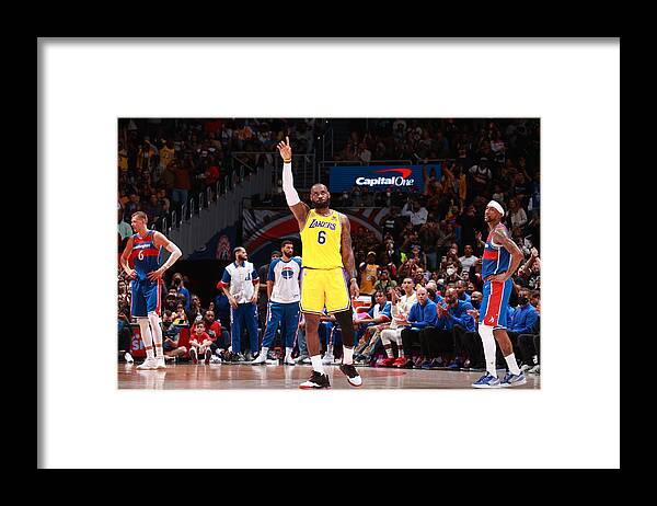 Nba Pro Basketball Framed Print featuring the photograph Karl Malone and Lebron James by Nathaniel S. Butler