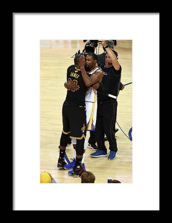 Playoffs Framed Print featuring the photograph Kevin Durant and Lebron James by Garrett Ellwood