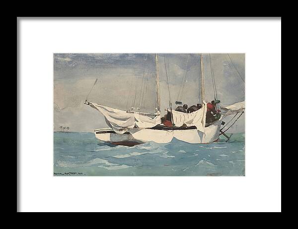 Winslow Homer Framed Print featuring the drawing Key West, Hauling Anchor #2 by Winslow Homer