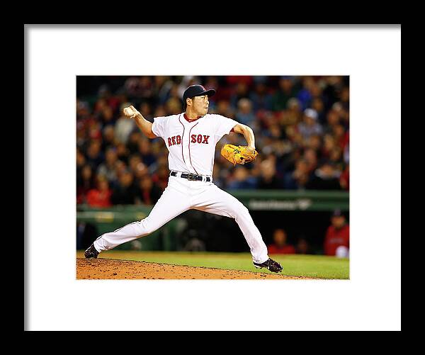 American League Baseball Framed Print featuring the photograph Koji Uehara by Jared Wickerham