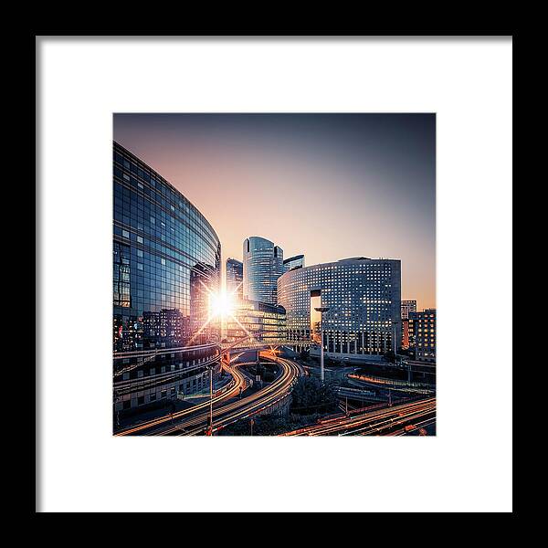 France Framed Print featuring the photograph La Defense Sunset #1 by Manjik Pictures
