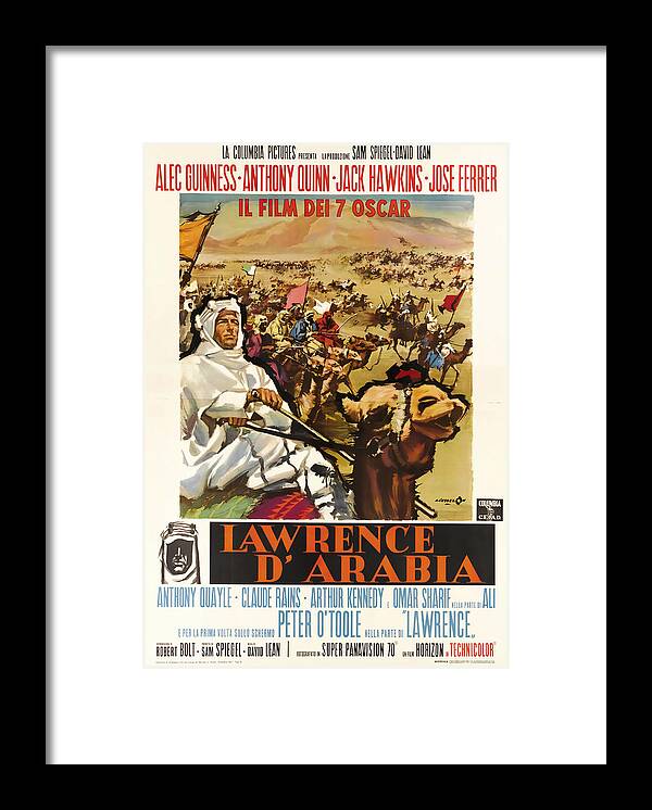 Angelo Framed Print featuring the mixed media ''Lawrence of Arabia'', 1962 - art by Angelo Cesselon by Movie World Posters