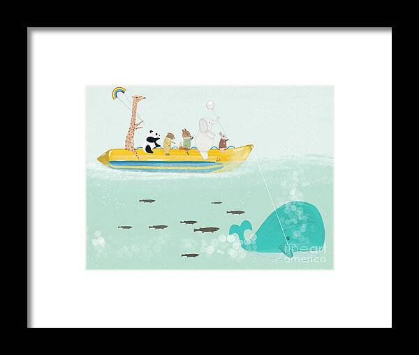 Nursery Framed Print featuring the painting Little Banana Boat #1 by Bri Buckley