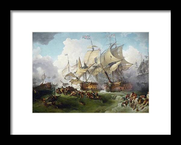 Philip James De Loutherbourg Framed Print featuring the painting Lord Howe's action, or the Glorious First of June #1 by Philip James de Loutherbourg