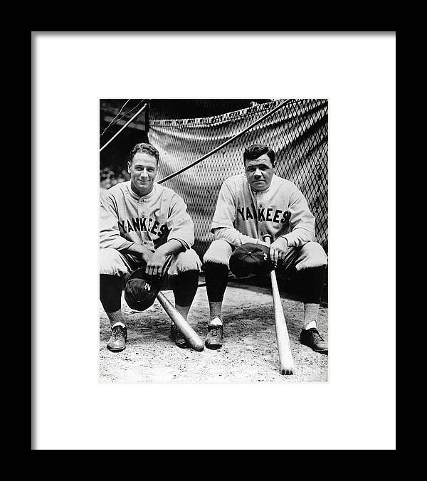 American League Baseball Framed Print featuring the photograph Lou Gehrig and Babe Ruth by National Baseball Hall Of Fame Library