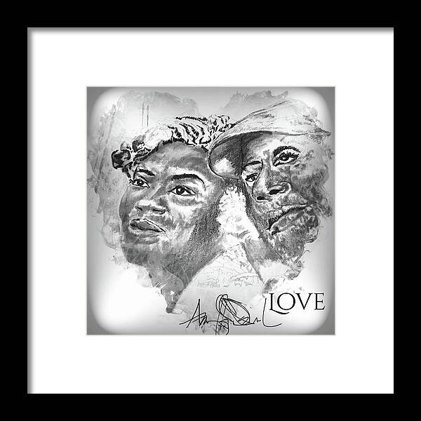  Framed Print featuring the drawing Love by Angie ONeal