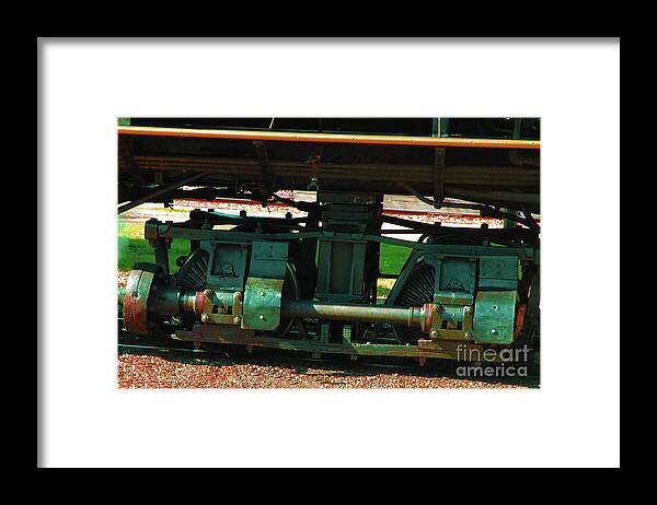 Train Framed Print featuring the digital art RAILROAD MACHINERY - Shay Steam Locomotive Gear Drive by John and Sheri Cockrell