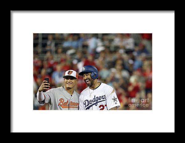 Second Inning Framed Print featuring the photograph Manny Machado and Matt Kemp by Patrick Smith
