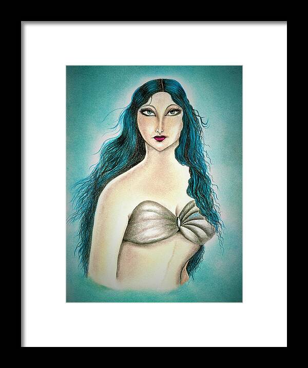 Mermaid Framed Print featuring the drawing Mermaid #1 by Tara Krishna