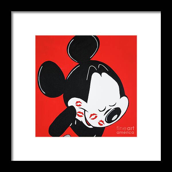 Minnie Mouse Framed Print featuring the painting Mickey Mouse Bisous #1 by Kathleen Artist PRO