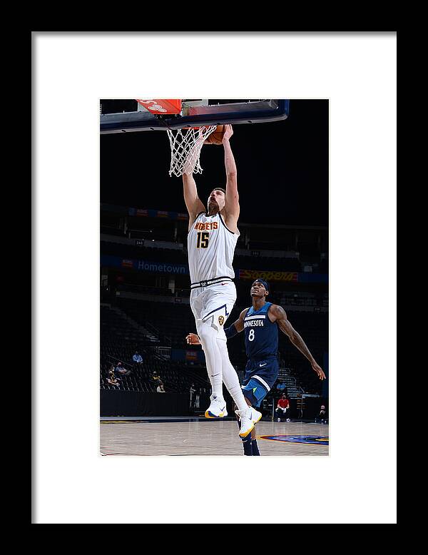 Nikola Jokic Framed Print featuring the photograph Minnesota Timberwolves v Denver Nuggets #1 by Bart Young