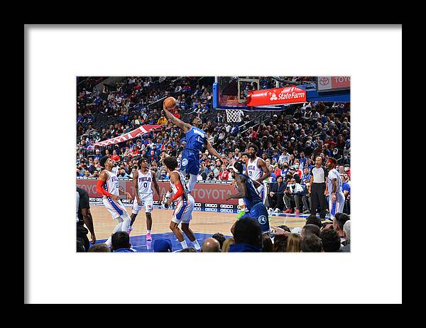 Anthony Edwards Framed Print featuring the photograph Minnesota Timberwolves v Philadelphia 76ers by Jesse D. Garrabrant