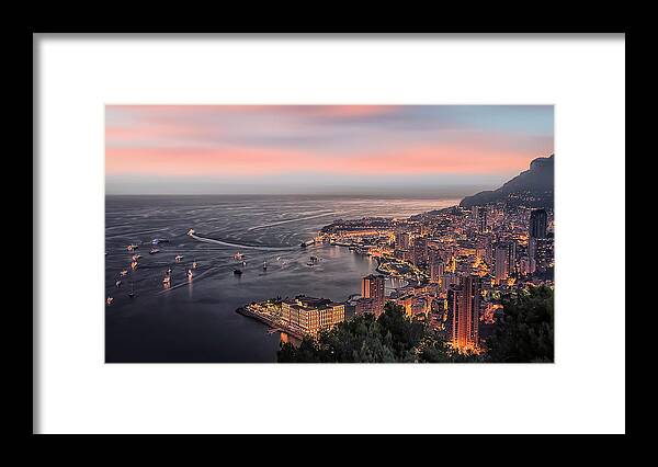 Sunset Framed Print featuring the photograph Monaco Sunset #1 by Manjik Pictures
