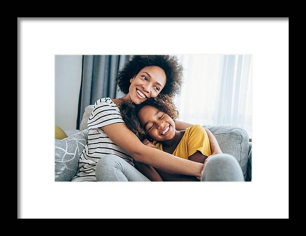Apartment Framed Print featuring the photograph Mother and little daughter at home. #1 by VioletaStoimenova