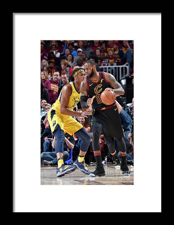 Playoffs Framed Print featuring the photograph Myles Turner and Lebron James by David Liam Kyle
