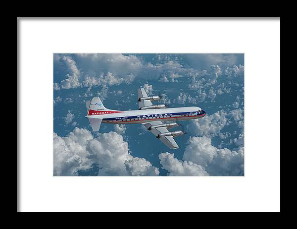 National Airlines Framed Print featuring the digital art National Airlines Lockheed Electra by Erik Simonsen