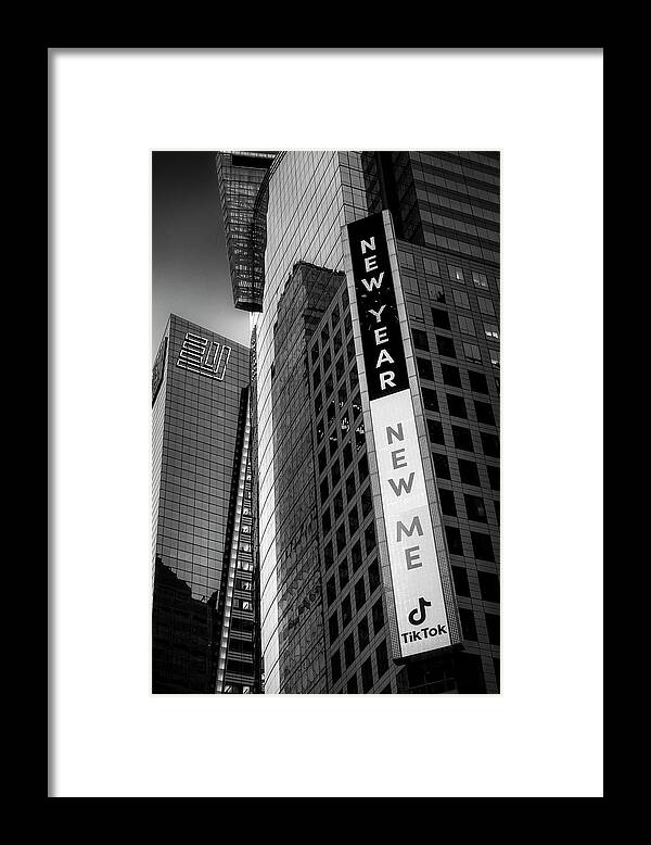 Times Square Framed Print featuring the photograph New Year New Me Tik Tok NYC #1 by Susan Candelario