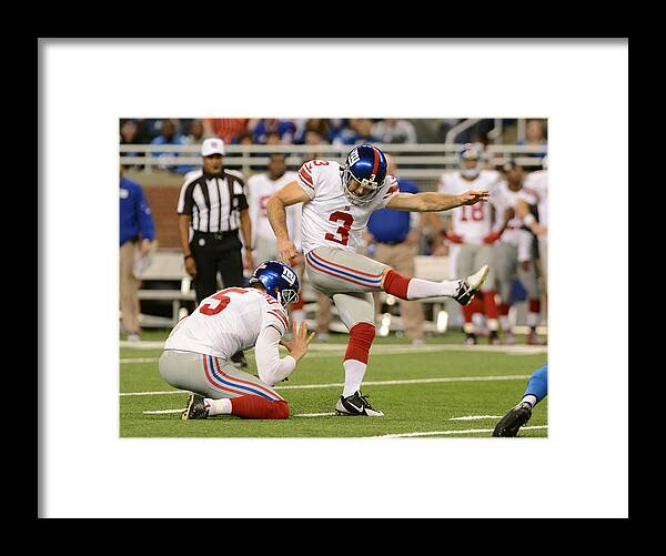 American Football Framed Print featuring the photograph New York Giants v Detroit Lions #1 by Mark Cunningham