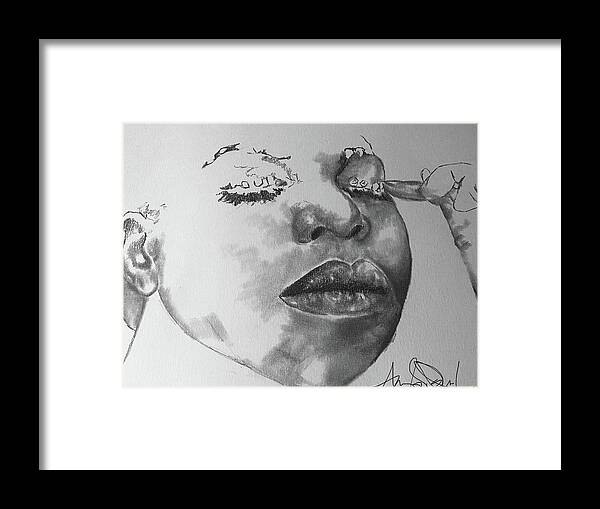  Framed Print featuring the drawing Nina by Angie ONeal