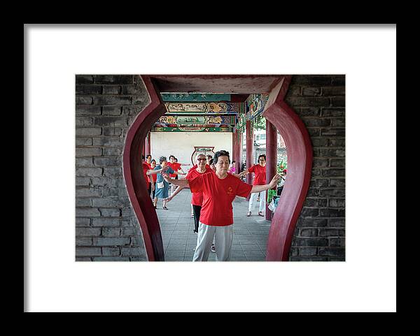2013 Framed Print featuring the photograph Old Chinese women dancing in a park #1 by Benoit Bruchez