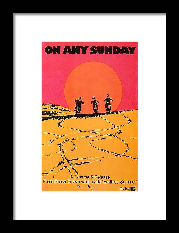 On Framed Print featuring the mixed media ''On Any Sunday'', 1971 by Movie World Posters