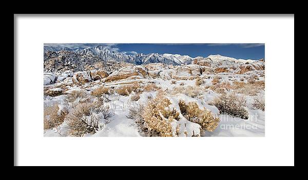 Dave Welling Framed Print featuring the photograph Panorama Winter Sunrise Alabama Hills Eastern Sierras by Dave Welling