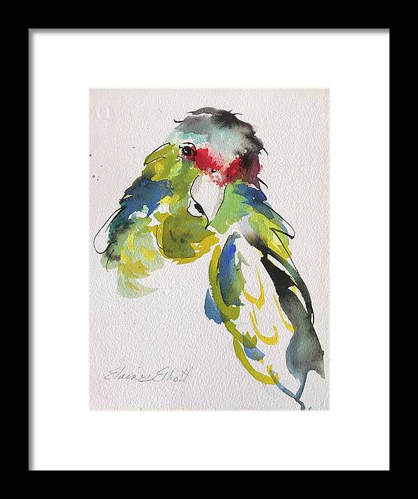 Tropical Birds Framed Print featuring the painting Parrot Portrait by Elaine Elliott