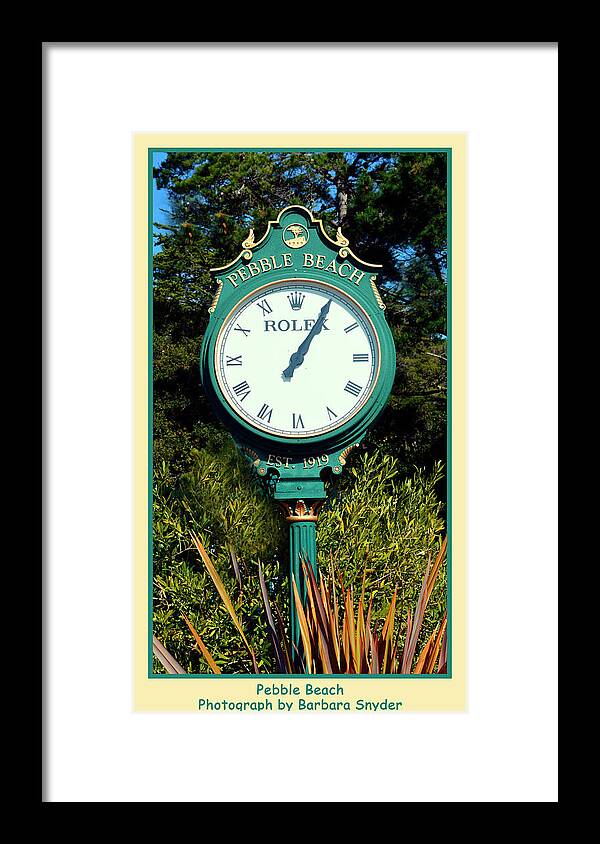 Pebble Beach Rolex Framed Print featuring the photograph Pebble Beach Rolex #1 by Barbara Snyder