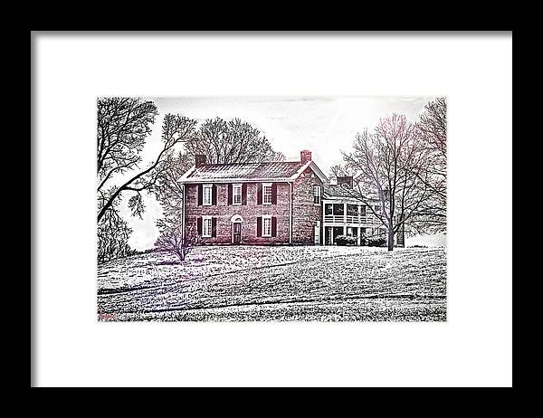 The Stoutness Of The Old Plantation Homes Of The Midwest Is Quickly Becoming A Thing Of The Past As Urbanization Slowly Grabs The Land Around Them. Those That Still Stand Framed Print featuring the photograph Plantation Home #3 by Scott Polley