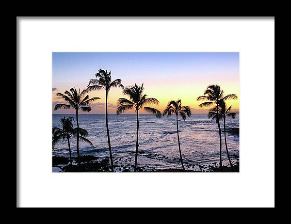 Hawaii Framed Print featuring the photograph Poipu Palms at Sunset #1 by Robert Carter