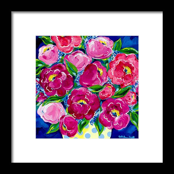 Floral Framed Print featuring the painting Polka Dot Bouquet by Beth Ann Scott