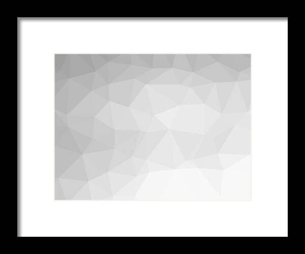 Triangle Shape Framed Print featuring the drawing Polygon background pattern - polygonal - black and white wallpaper gray - vector Illustration #1 by Poligrafistka