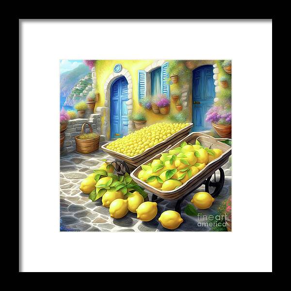 Lemons Framed Print featuring the photograph Positano Lemon Stand #1 by Glenn Franco Simmons