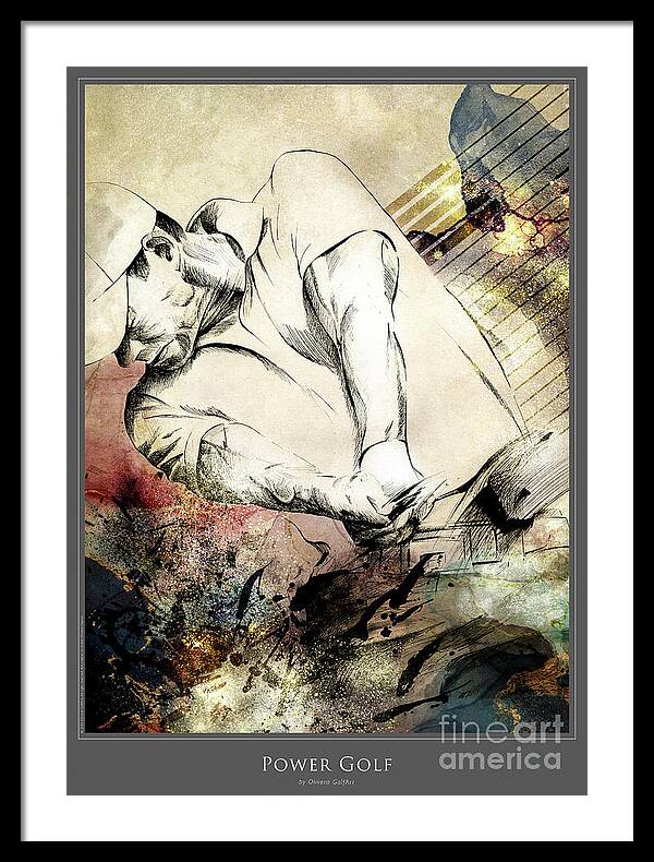Golf Framed Print featuring the mixed media Power Golf by Olivera Cejovic