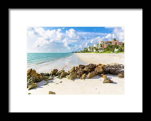 Long Framed Print featuring the photograph Pristine and idyllic beach at sunset in a bright day, Naples, Florida, USA #1 by Pola Damonte via Getty Images