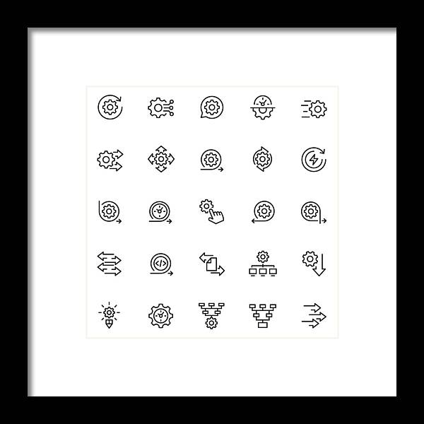 Icon Set Framed Print featuring the drawing Process icon set #1 by FingerMedium
