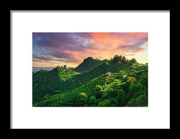 Prosecco Framed Print featuring the photograph Prosecco Hills Sunset by Stefano Orazzini