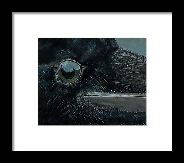 Raven Framed Print featuring the painting Raven's Eye #1 by Les Herman